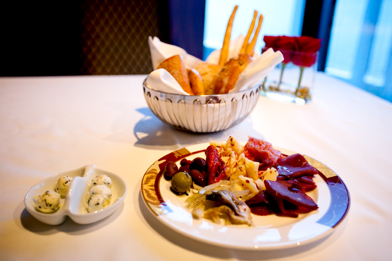 Disney Dream bread basket and antipasto at Palo