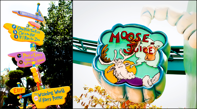 Crazy sign and Moose Juice - Seuss Landing in Islands of Adventure