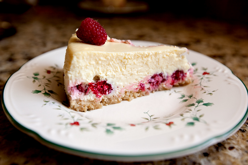 White chocolate raspberry cheesecake