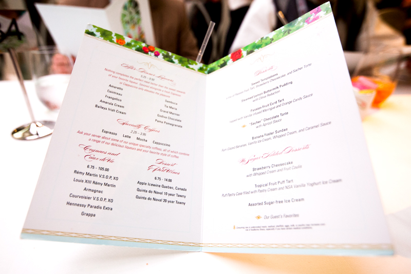 Enchanted Garden dinner menu