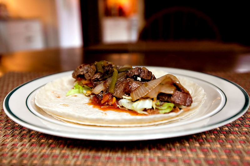 Beef fajitas with flank steak