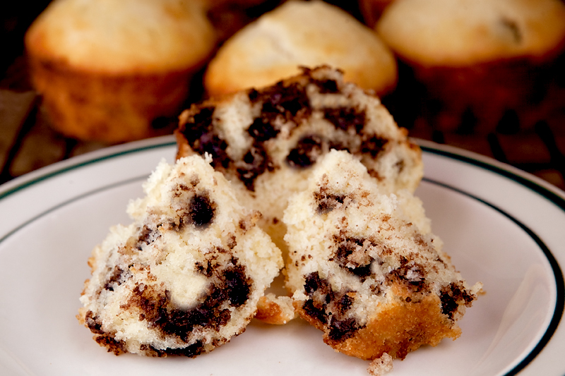 Chocolate chip muffins with crystallized ginger