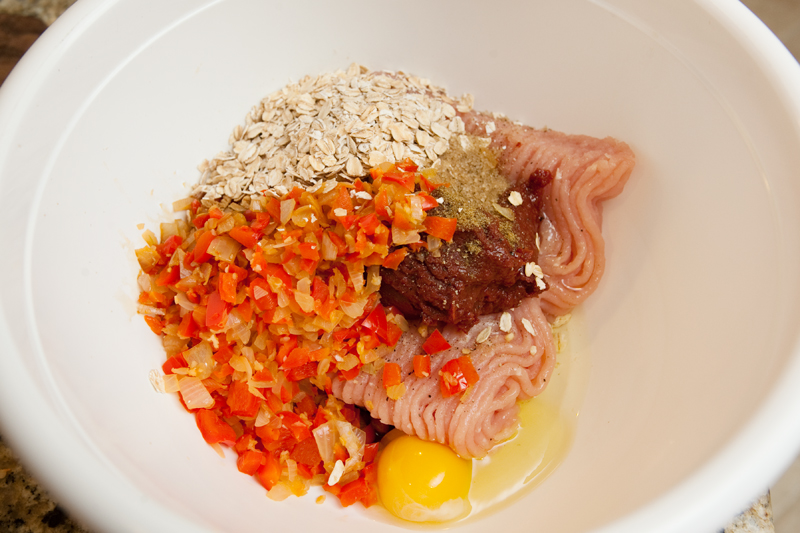 Ground Turkey Meatloaf with Red Bell Pepper and Onion