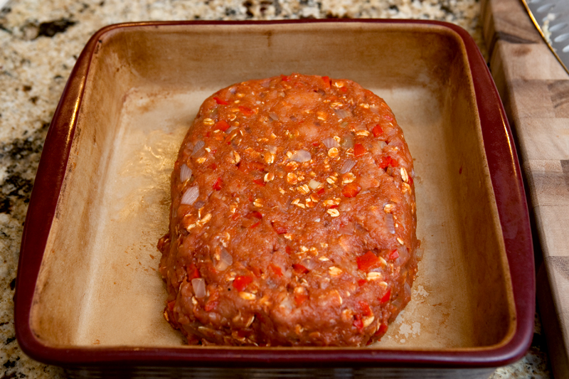 Ground Turkey Meatloaf with Red Bell Pepper and Onion