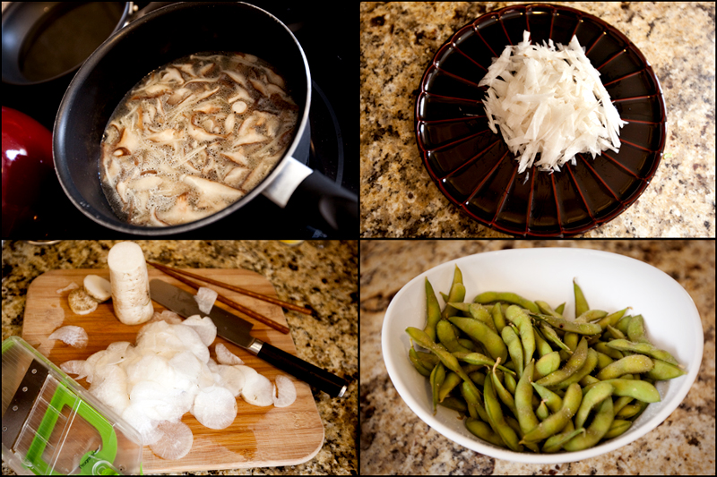 Mushroom Soup and Edamame