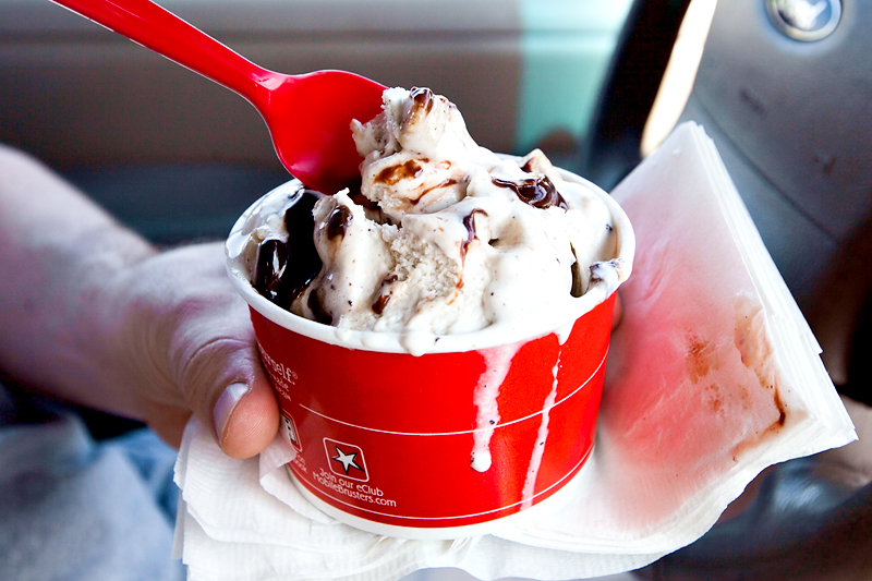 bruster's cookie dough ice cream with fudge