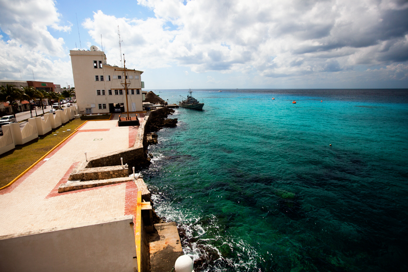 rocky waterfront in cozumel