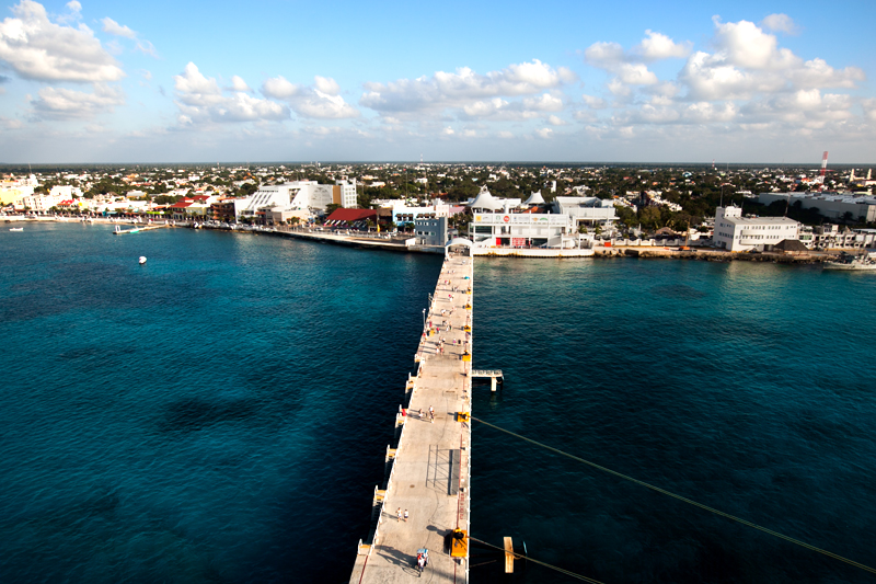 overhead view of pier in cozumel