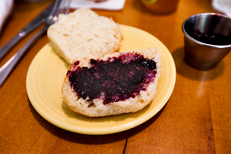 blueberry spread on a tupelo honey biscuit