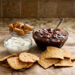 Fig and Plum Chutney with Cardamom whipped cream cheese - this chutney can be served as a dip over the cream cheese or used by itself as a condiment for your hams, turkeys, and chickens!