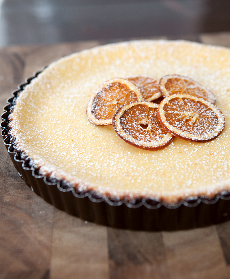 Chocolate Orange Ricotta Tart - a smooth citrusy tart made with soft ricotta and mascarpone on a bold chocolate shortbread crust.