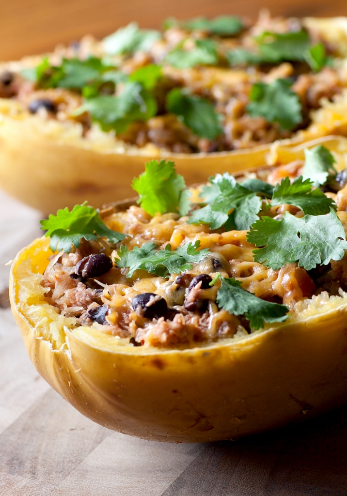 Southwestern Stuffed Spaghetti Squash - once you roast the squash, this dinner comes together quickly and is SO GOOD! My husband has already begged me to make it again and again!