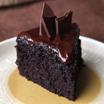 This impossibly moist and fudgy dark chocolate cake is baked with red wine and covered with a dark chocolate red wine ganache. It's scaled down to a cute 6-inch cake, so it's a perfect dessert for two!