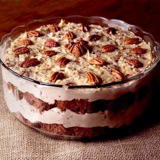 German Chocolate Cake Trifle - one of my favorite semi-homemade desserts using a cake mix combined with scratch made German chocolate mousse and coconut pecan filling.