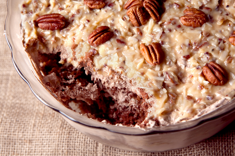 German Chocolate Cake Trifle - one of my favorite semi-homemade desserts using a cake mix combined with scratch made German chocolate mousse and coconut pecan filling.