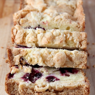 Blueberry lemon bread with a sweet crunchy crumble topping. Have it for a treat with a cup of coffee or tea or serve with breakfast. Freezer friendly - freeze individual slices wrapped in cling wrap and thaw on the counter!