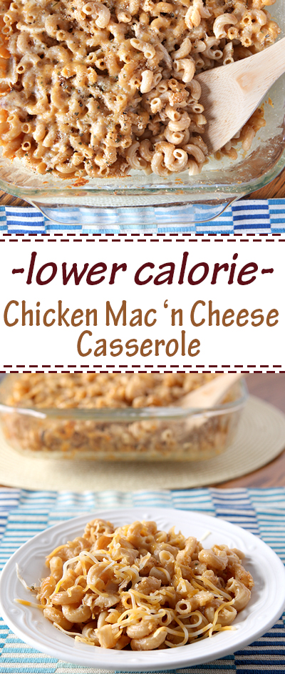 For when you just HAVE to have some macaroni and cheese when watching your waistline, this lower calorie chicken mac and cheese casserole will satisfy that craving!