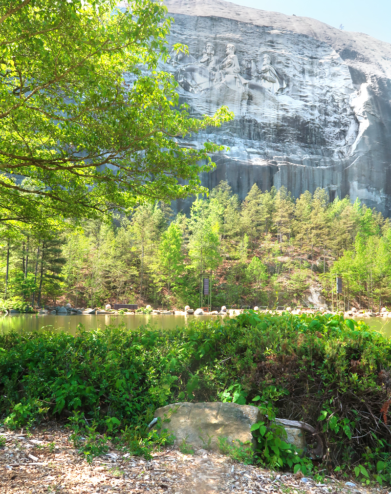 Stone Mountain Park review - our day at the park with our toddler and baby riding the train, seeing the dinosaurs, and enjoying the sunshine.