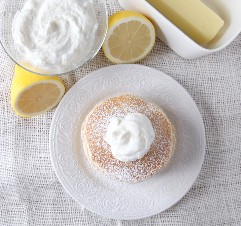 Lemon Ricotta Pancake Topping made from citrus-infused whipped cream - SO GOOD!