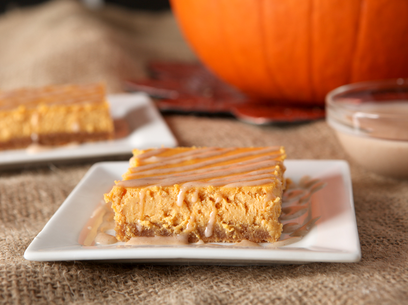 Glazed Pumpkin Pie Cheesecake bars. These. Are. Awesome.