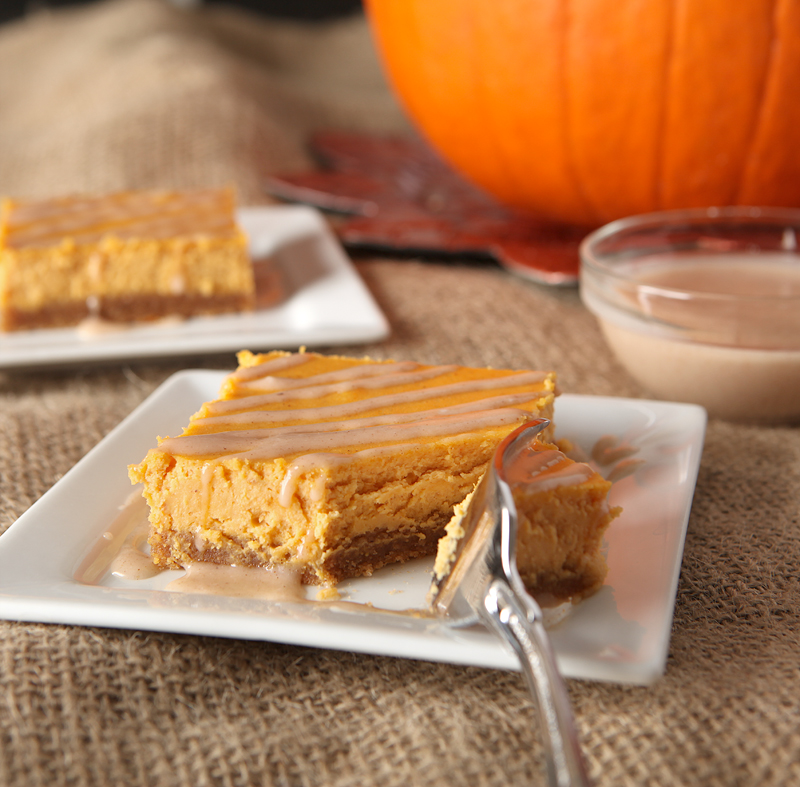 Glazed Pumpkin Pie Cheesecake bars. These. Are. Awesome.