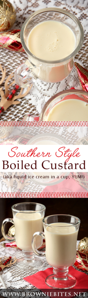 Traditional recipe for boiled custard, a classic southern holiday drink! Tastes like melted ice cream and is perfect for those who don't like eggnog!