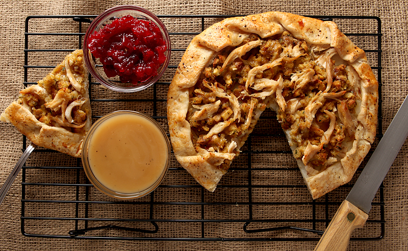 Got leftovers? Forget the turkey sandwiches and make this recipe for Thanksgiving Leftovers Galette - all you need are your leftovers and a pie crust!