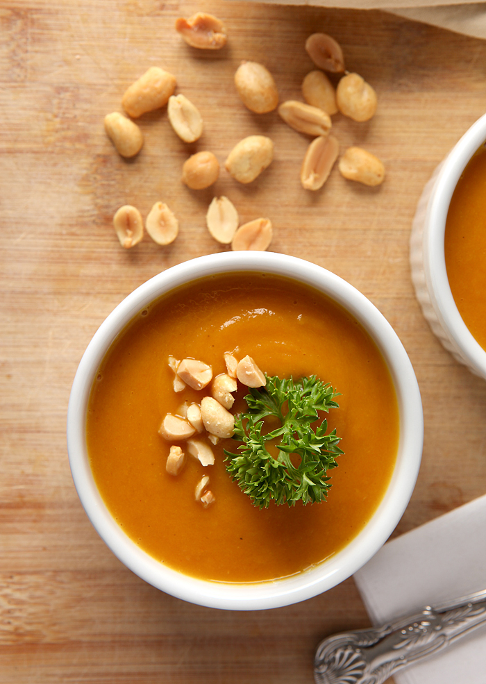 The best soup ever!! Now on permanent weekly rotation until further notice. Carrots, apples, and onions pureed in a curried broth with a stir of peanut butter added in at the end. PERFECT comfort food!