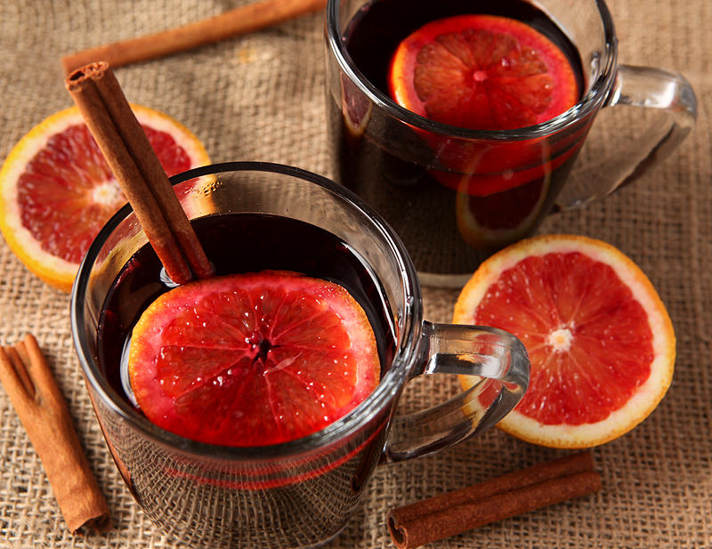 A classic mulled wine recipe gets a slight twist with lovely tart blood oranges.