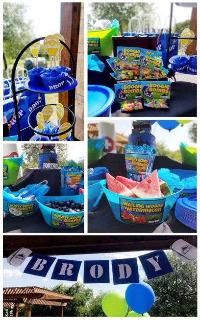 Fortnite party food ideas! Want to get some ideas for some treats to serve at a Fortnite birthday party? This is the list for you! Fortnite burgers, Fortnite med packs, Fortnite cupcakes, Fortnite cookies, Fortnite supply drops, and more!