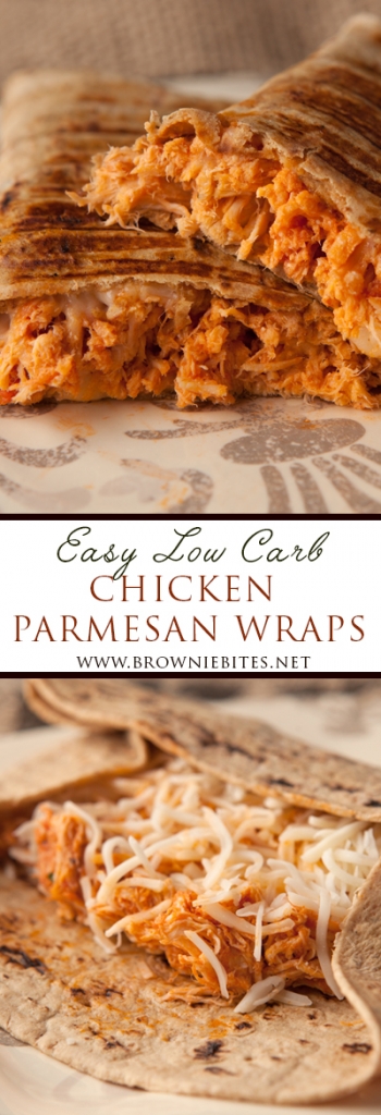 Health low carb dinner idea - chicken parmesan wraps using low carb wraps (or lettuce!) that's ready in no time.