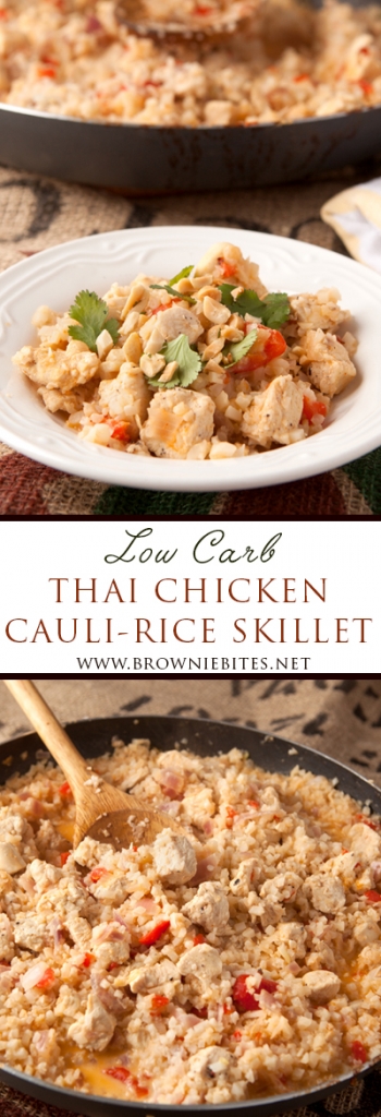 Thai Chicken Cauliflower Rice Skillet - an amazing and tasty low carb dinner idea that's totally satisfying.