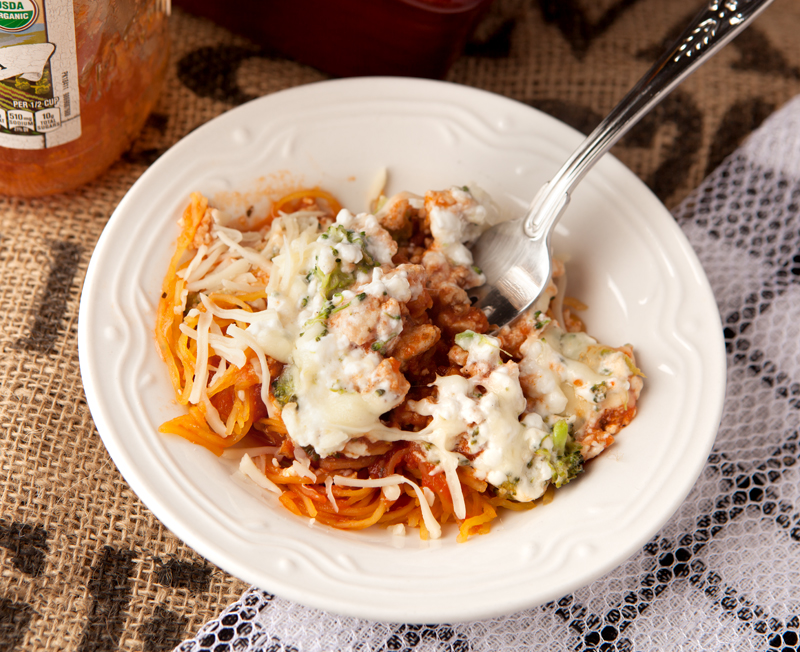 Looking for a pasta substitute for your favorite lasagna dish during a low carb diet? This delicious yet simple spaghetti squash lasagna bake keeps the carbs low and the flavor and protein high!