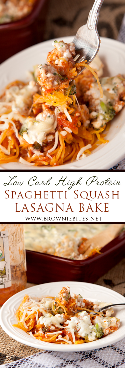 Looking for a pasta substitute for your favorite lasagna dish during a low carb diet? This delicious yet simple spaghetti squash lasagna bake keeps the carbs low and the flavor and protein high!