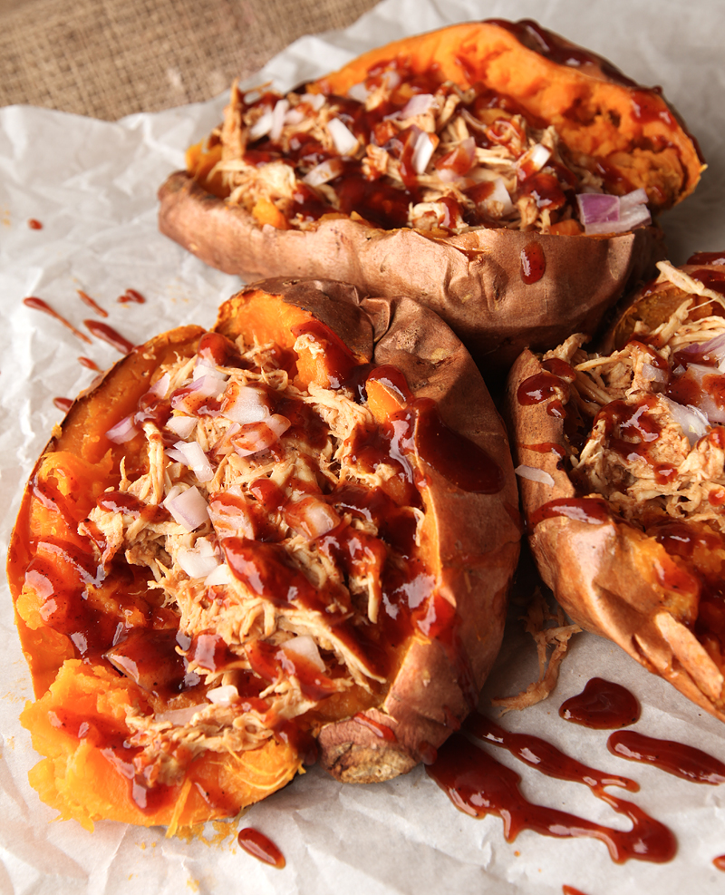 BBQ Chicken Stuffed Sweet Potatoes - Brownie Bites Blog