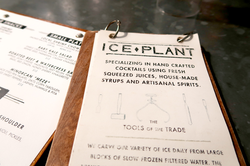 Ice plant menu in St. Augustine