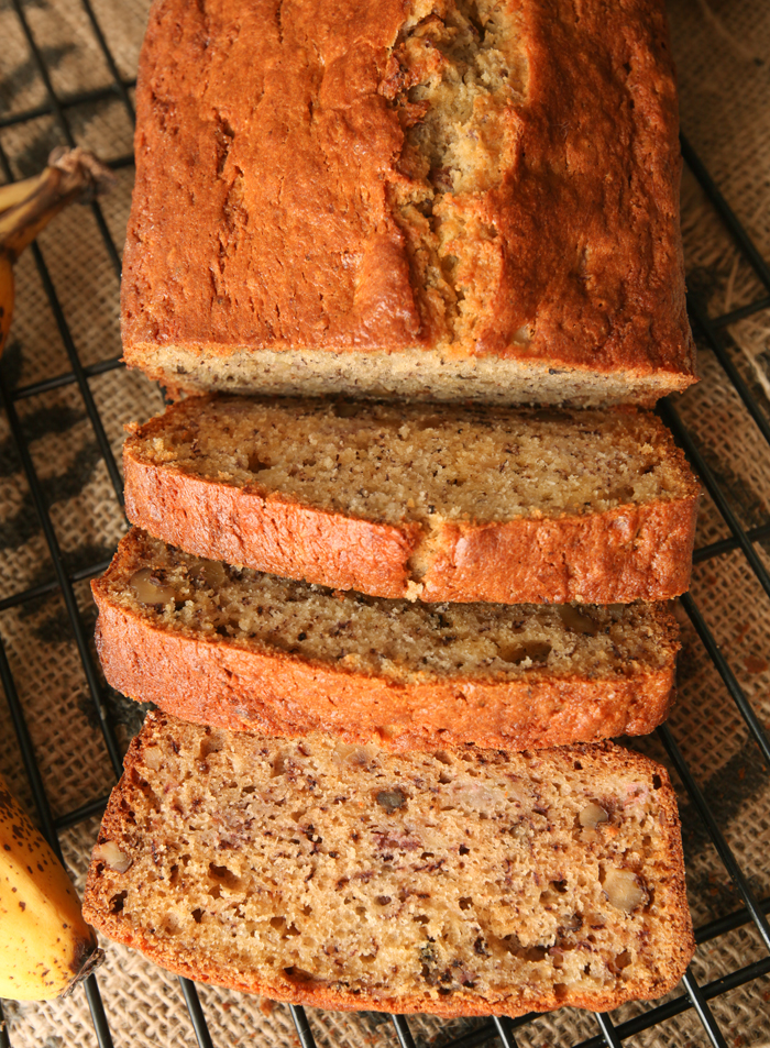 Overhead view of banana bread